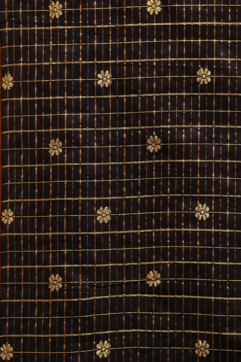 Exclusive & Traditional Pure Silk Fabric With Traditional Checks & Zari Buttas. AD205911